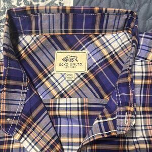 Ecko Unlimited Purple and Orange Casual Button Down Shirt